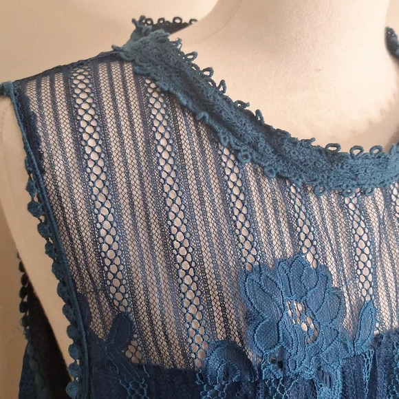 Taylor & Sage lace high collar teal tank  SZ 2X - Picture 3 of 9